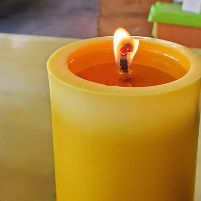 Natural Beeswax Pillar Candles -3-Inch Wide