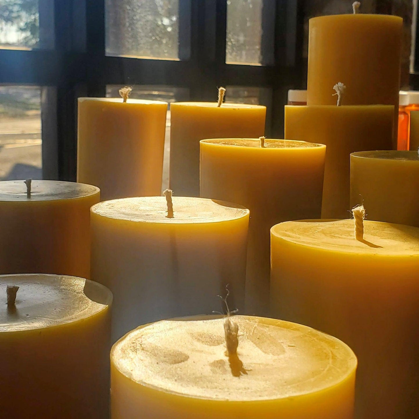 Natural Beeswax Pillar Candles -3-Inch Wide