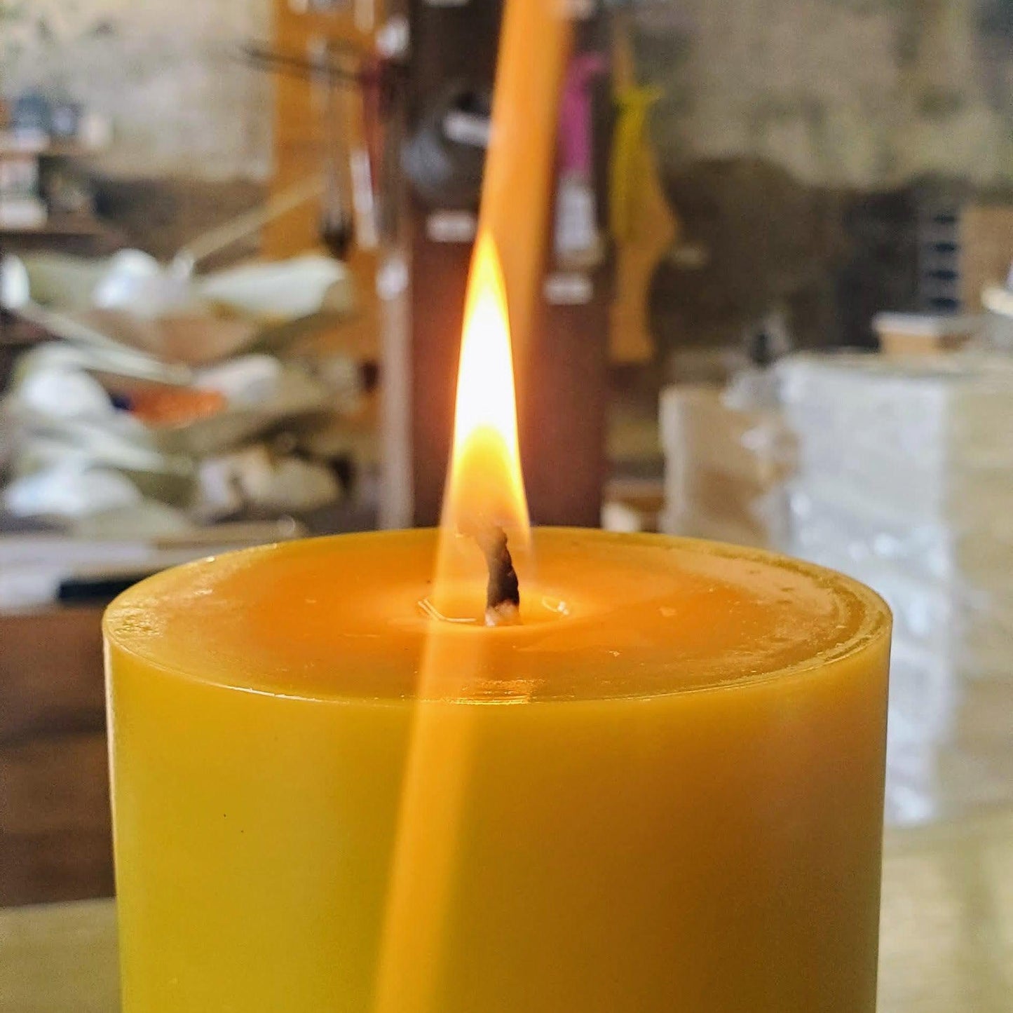 Natural Beeswax Pillar Candles -3-Inch Wide