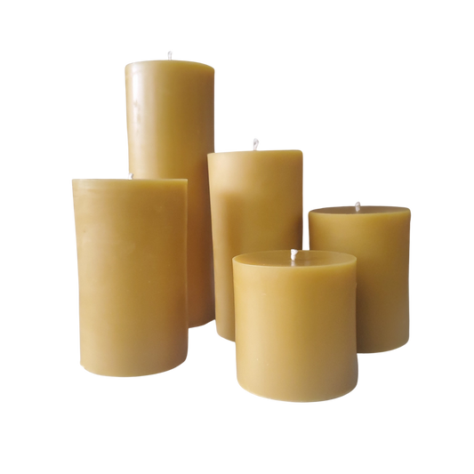 Natural Beeswax Pillar Candles -3-Inch Wide