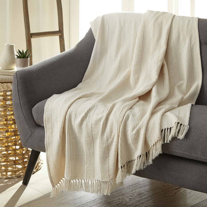 Organic Cotton Throw Blanket with Tassels