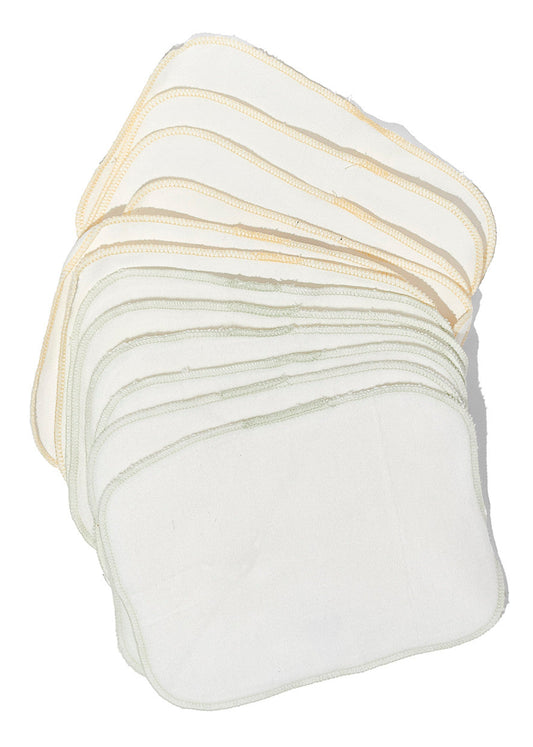 Organic Brushed Cotton Wash Cloths - Pack of 12