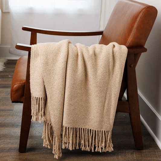 Handloomed Undyed Baby Alpaca & Peruvian Pima Cotton Throw Blanket