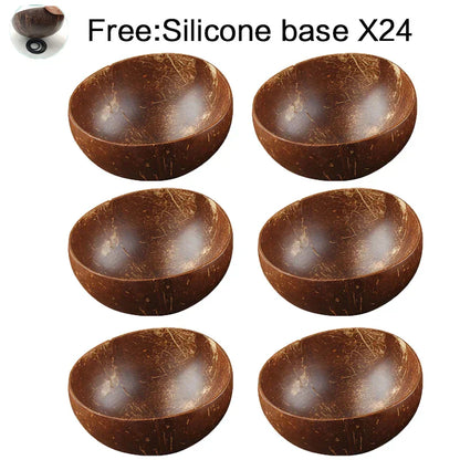 Natural Coconut Bowl Set with Wooden Spoons
