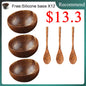 Natural Coconut Bowl Set with Wooden Spoons