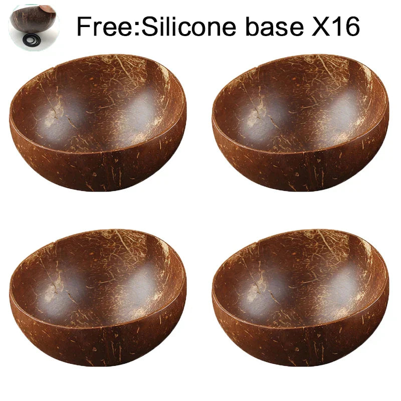 Natural Coconut Bowl Set with Wooden Spoons