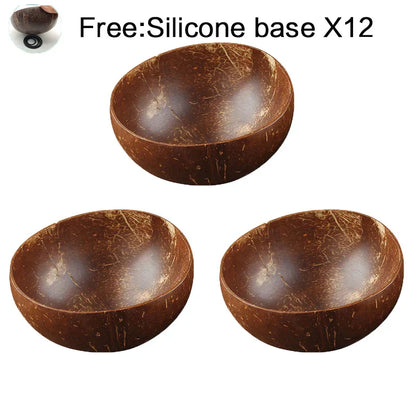 Natural Coconut Bowl Set with Wooden Spoons