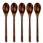 5 Pieces Wooden Spoon Soup Spoon and Fork Tableware Set
