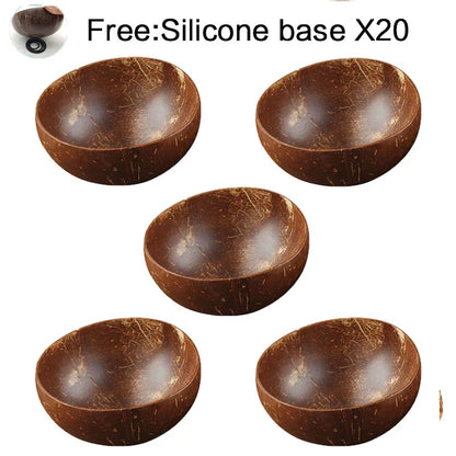 Natural Coconut Bowl Set with Wooden Spoons