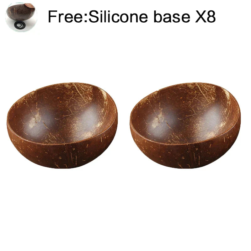 Natural Coconut Bowl Set with Wooden Spoons