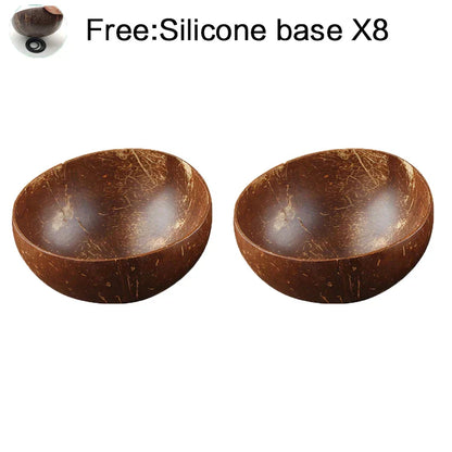 Natural Coconut Bowl Set with Wooden Spoons