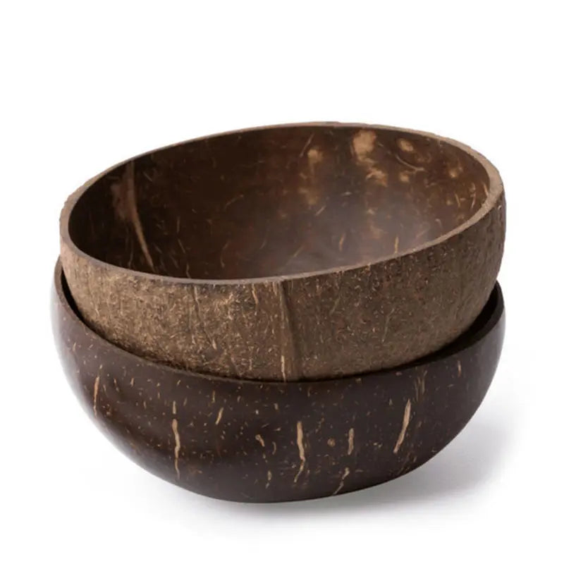 Natural Coconut Bowl Set with Wooden Spoons
