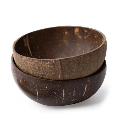 Natural Coconut Bowl Set with Wooden Spoons