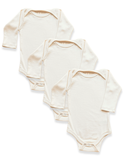Organic Baby Bodysuit Long Sleeve - 3 Pack