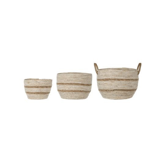 Striped Maize Storage Baskets Set of 3