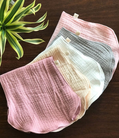 Organic Cotton Burp Cloths  Pink/Grey Tones - Set of 5
