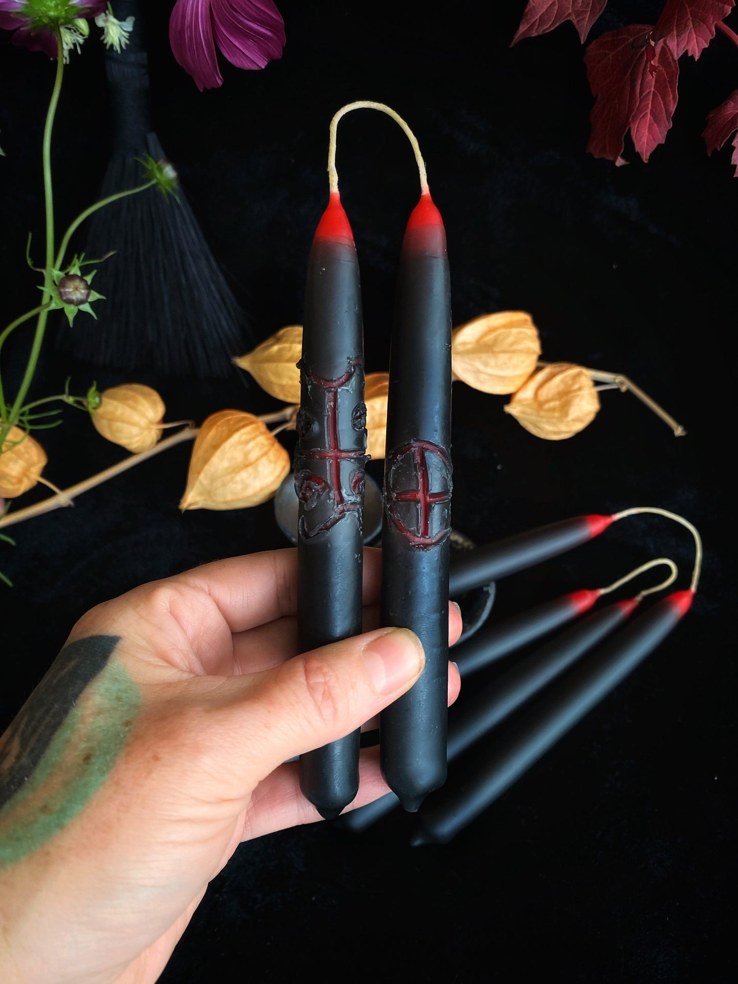 Specialty Witches Wands - Hand Dipped, Taper Beeswax Spell Candles (6" Chime)