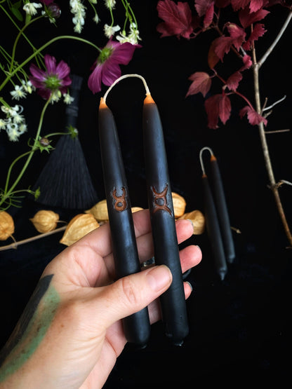 Specialty Witches Wands - Hand Dipped, Taper Beeswax Spell Candles (6" Chime)