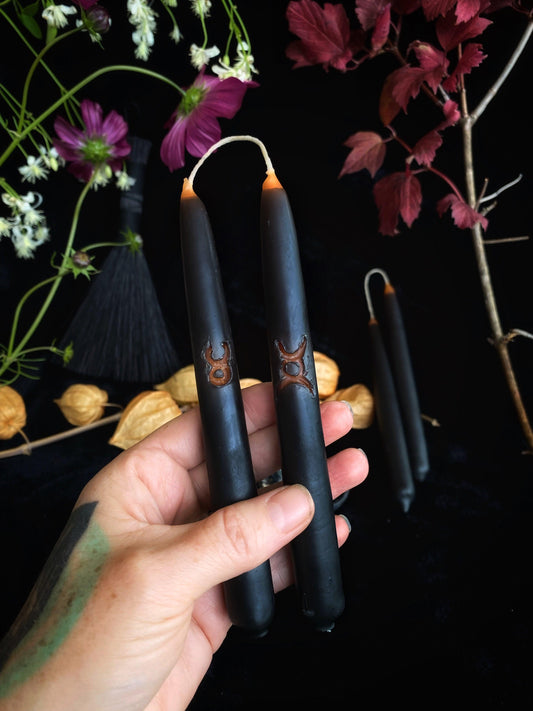 Specialty Witches Wands - Hand Dipped, Taper Beeswax Spell Candles (6" Chime)